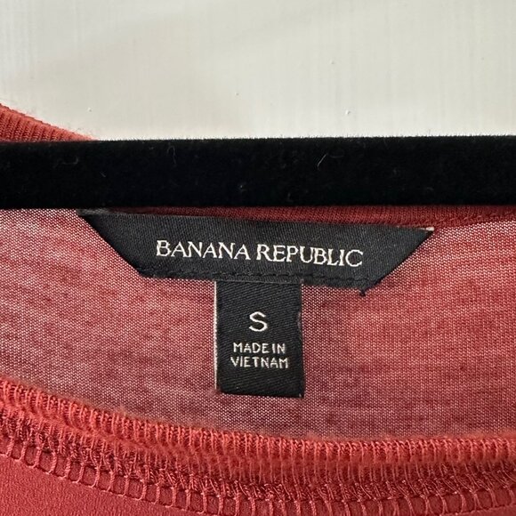 Banana Republic Burnt Orange Long-sleeved Two-fabric Top, Size S - Picture 2 of 6